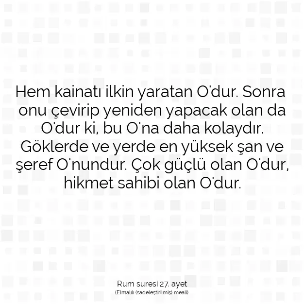 Ayetbul | Kuran Mealleri | Quran | Rum suresi 27. ayet