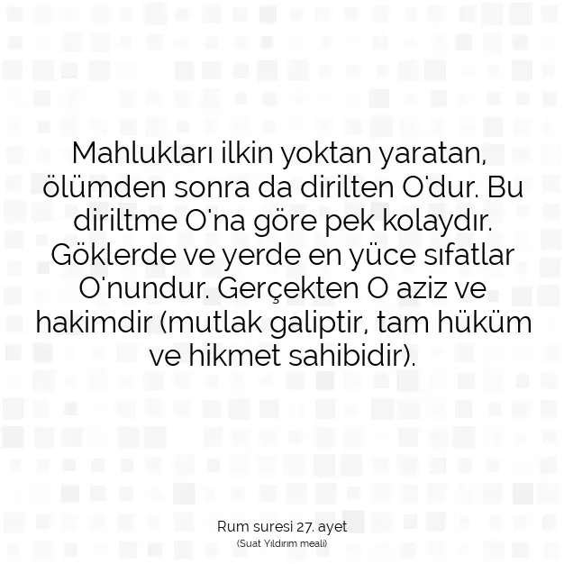 Ayetbul | Kuran Mealleri | Quran | Rum suresi 27. ayet