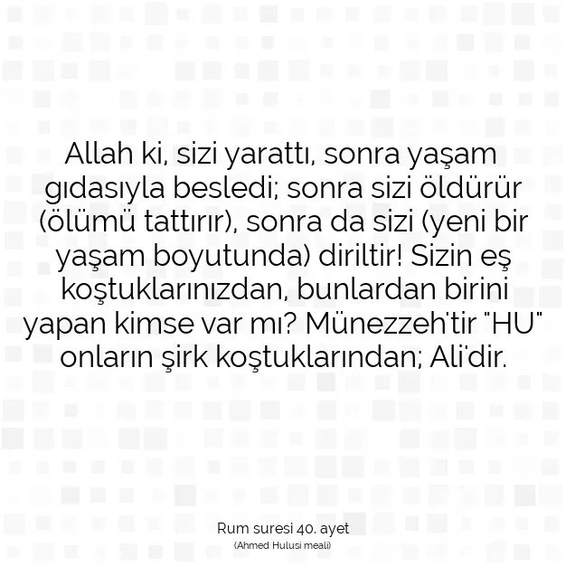 Ayetbul | Kuran Mealleri | Quran | Rum suresi 40. ayet