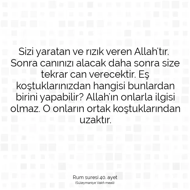 Ayetbul | Kuran Mealleri | Quran | Rum suresi 40. ayet