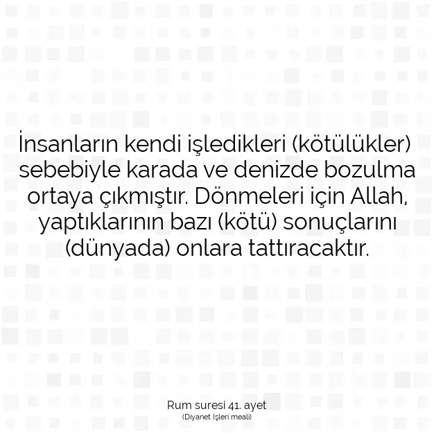 Ayetbul | Kuran Mealleri | Quran | Rum suresi 41. ayet