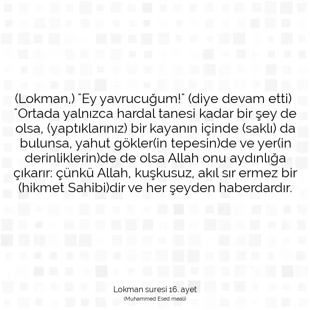 Ayetbul | Kuran Mealleri | Quran | Lokman suresi 16. ayet