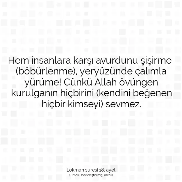 Ayetbul | Kuran Mealleri | Quran | Lokman suresi 18. ayet