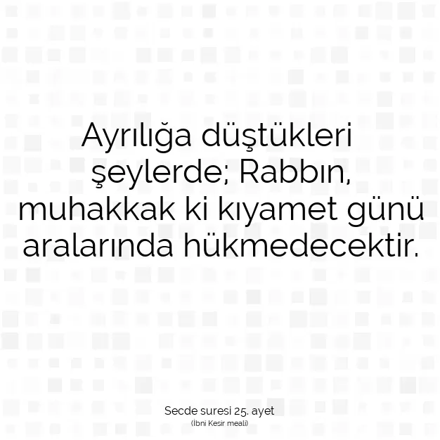 Ayetbul | Kuran Mealleri | Quran | Secde suresi 25. ayet