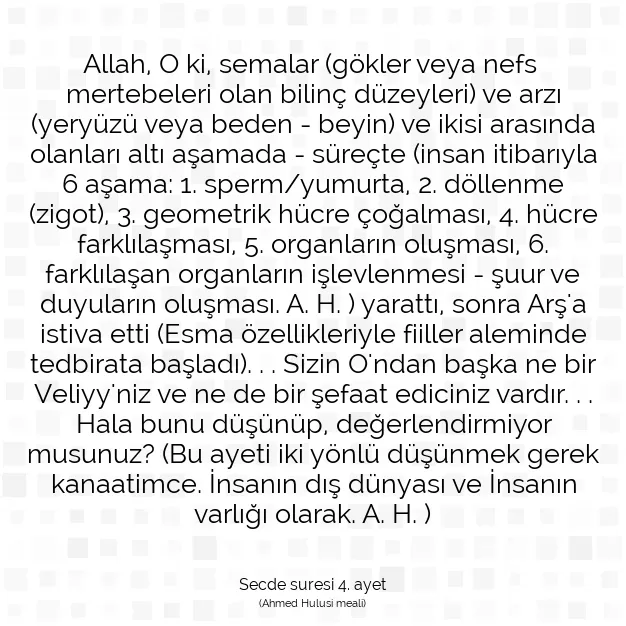 Ayetbul | Kuran Mealleri | Quran | Secde suresi 4. ayet