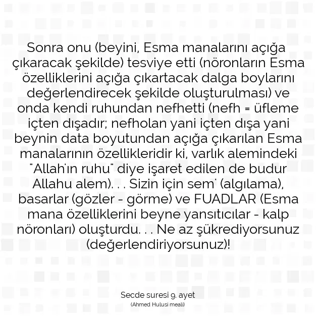 Ayetbul | Kuran Mealleri | Quran | Secde suresi 9. ayet