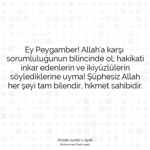 Ayetbul | Kuran Mealleri | Quran | Ahzab suresi 1. ayet