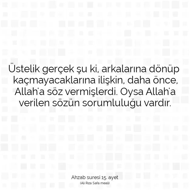 Ayetbul | Kuran Mealleri | Quran | Ahzab suresi 15. ayet