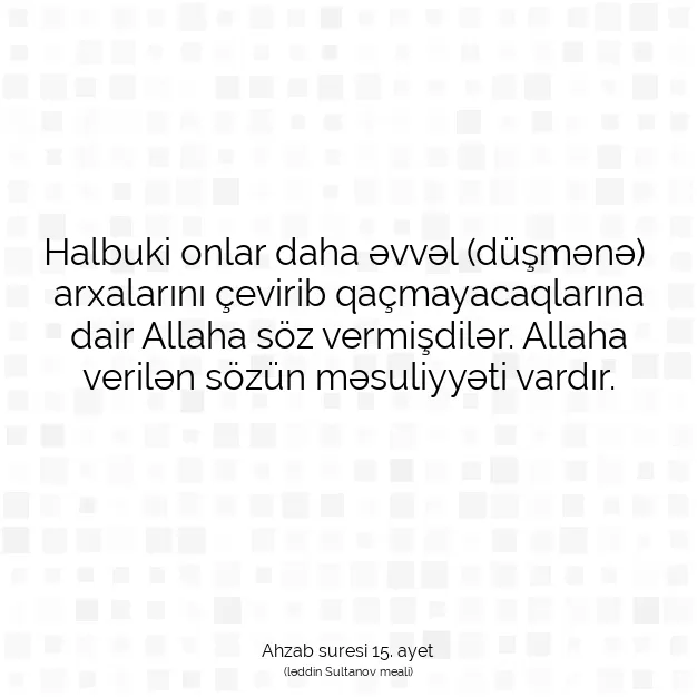 Ayetbul | Kuran Mealleri | Quran | Ahzab suresi 15. ayet