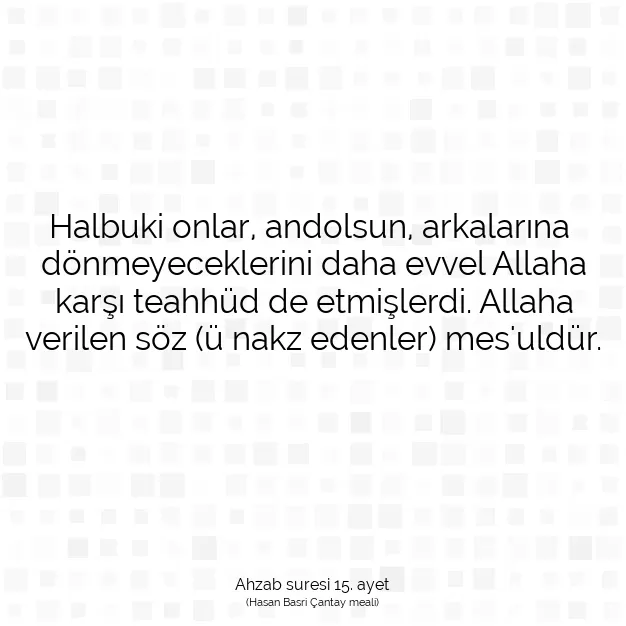 Ayetbul | Kuran Mealleri | Quran | Ahzab suresi 15. ayet