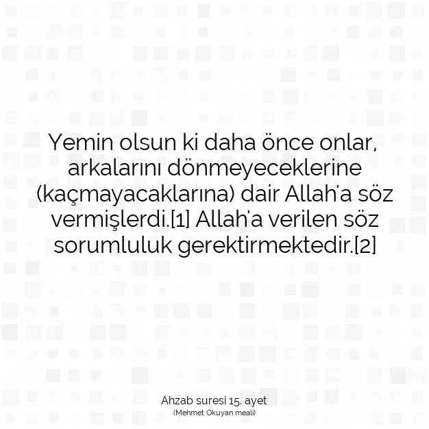 Ayetbul | Kuran Mealleri | Quran | Ahzab suresi 15. ayet