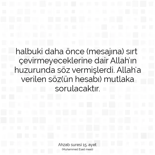 Ayetbul | Kuran Mealleri | Quran | Ahzab suresi 15. ayet