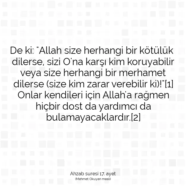 Ayetbul | Kuran Mealleri | Quran | Ahzab suresi 17. ayet