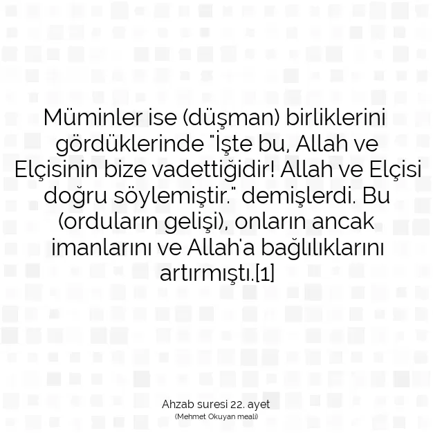 Ayetbul | Kuran Mealleri | Quran | Ahzab suresi 22. ayet