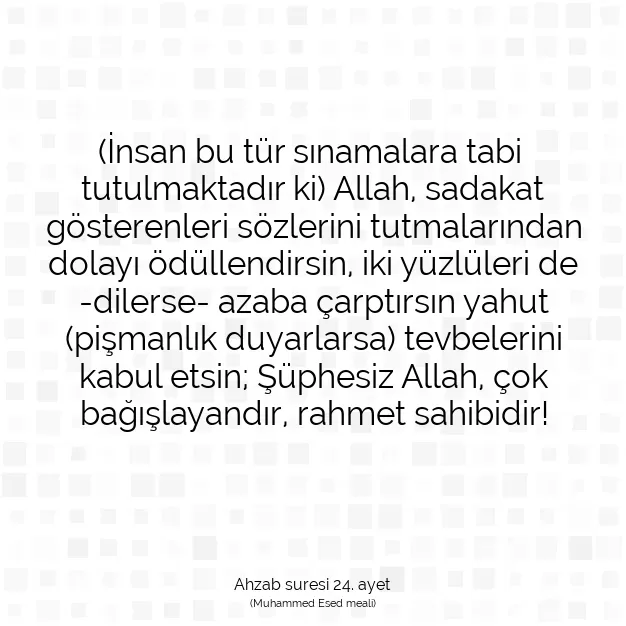 Ayetbul | Kuran Mealleri | Quran | Ahzab suresi 24. ayet