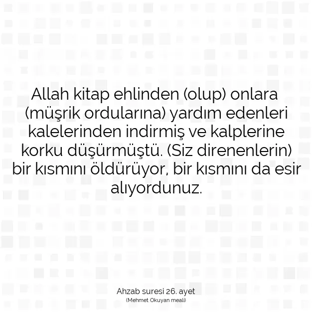 Ayetbul | Kuran Mealleri | Quran | Ahzab suresi 26. ayet