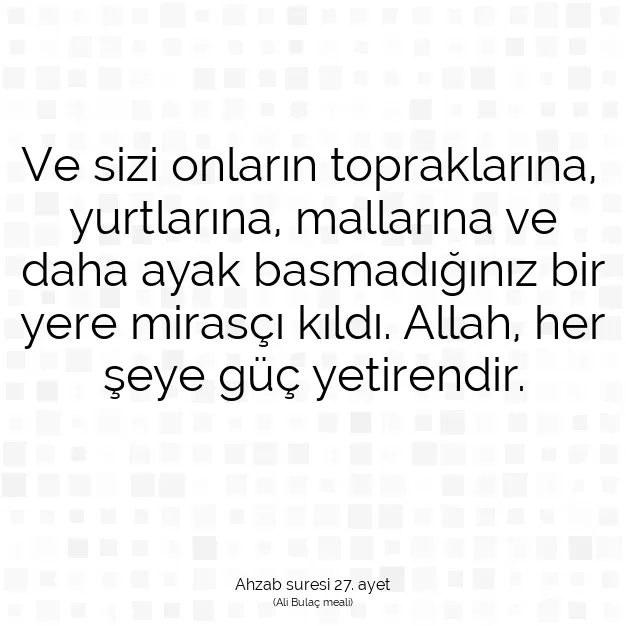 Ayetbul | Kuran Mealleri | Quran | Ahzab suresi 27. ayet