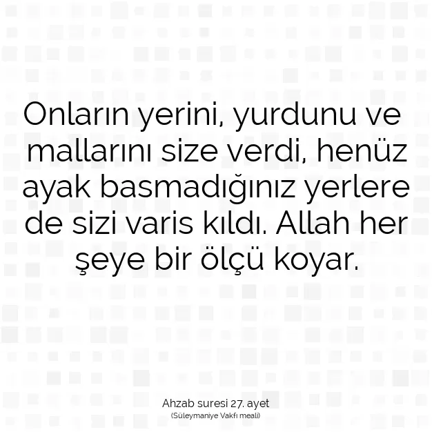 Ayetbul | Kuran Mealleri | Quran | Ahzab suresi 27. ayet