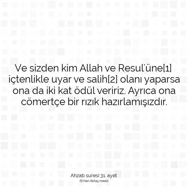 Ayetbul | Kuran Mealleri | Quran | Ahzab suresi 31. ayet