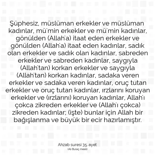 Ayetbul | Kuran Mealleri | Quran | Ahzab suresi 35. ayet