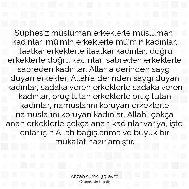 Ayetbul | Kuran Mealleri | Quran | Ahzab suresi 35. ayet