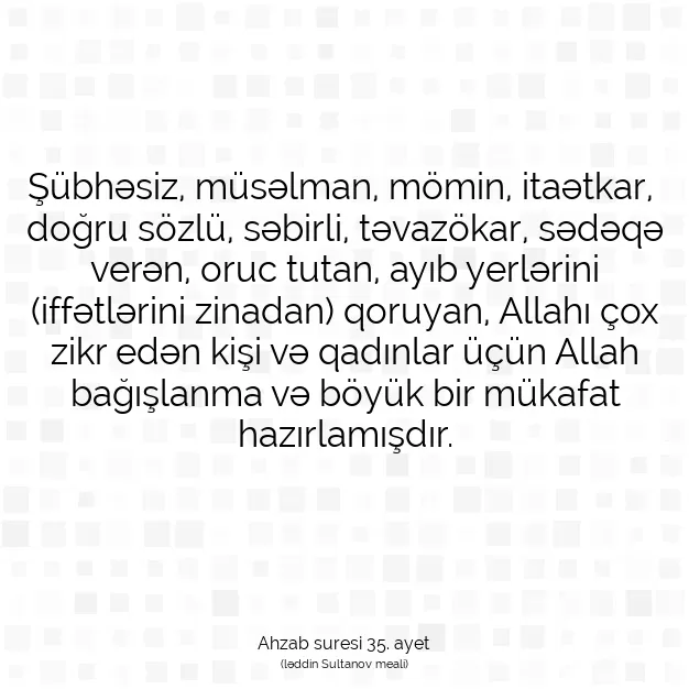 Ayetbul | Kuran Mealleri | Quran | Ahzab suresi 35. ayet