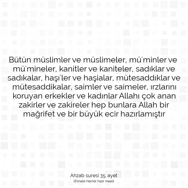 Ayetbul | Kuran Mealleri | Quran | Ahzab suresi 35. ayet