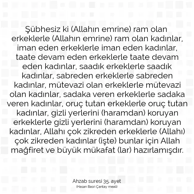 Ayetbul | Kuran Mealleri | Quran | Ahzab suresi 35. ayet