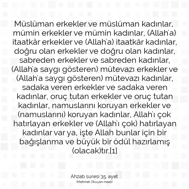 Ayetbul | Kuran Mealleri | Quran | Ahzab suresi 35. ayet