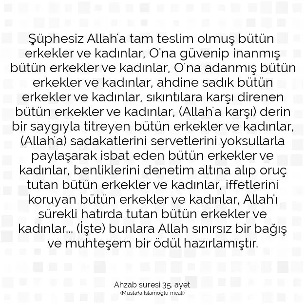 Ayetbul | Kuran Mealleri | Quran | Ahzab suresi 35. ayet