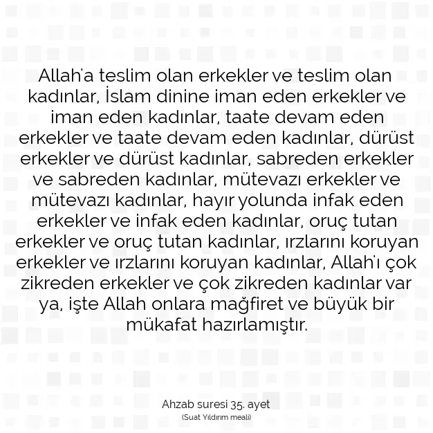 Ayetbul | Kuran Mealleri | Quran | Ahzab suresi 35. ayet