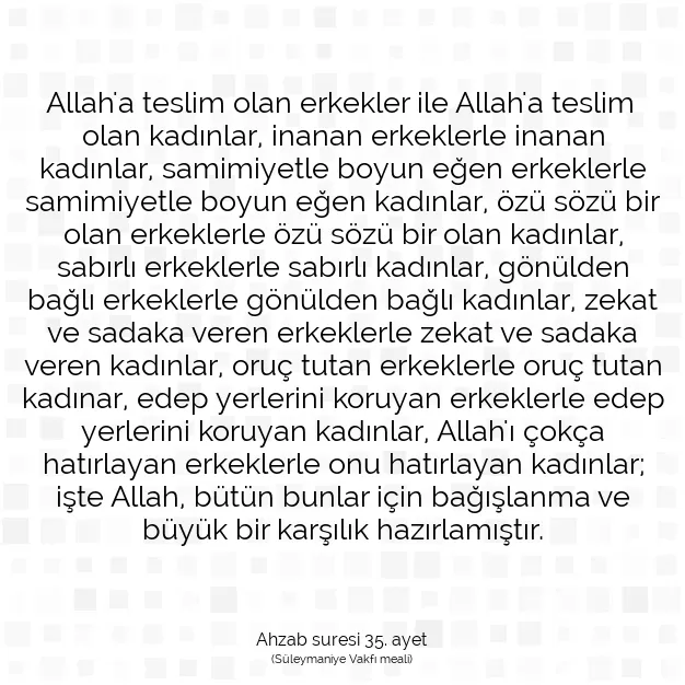 Ayetbul | Kuran Mealleri | Quran | Ahzab suresi 35. ayet