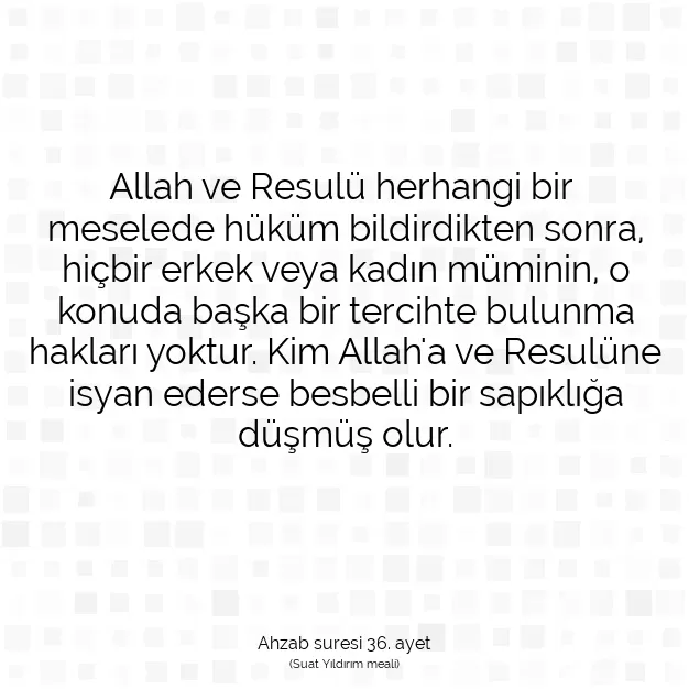 Ayetbul | Kuran Mealleri | Quran | Ahzab suresi 36. ayet