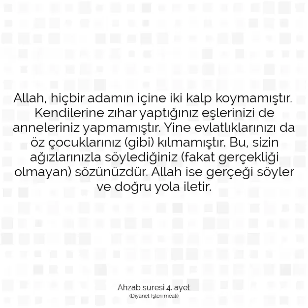 Ayetbul | Kuran Mealleri | Quran | Ahzab suresi 4. ayet