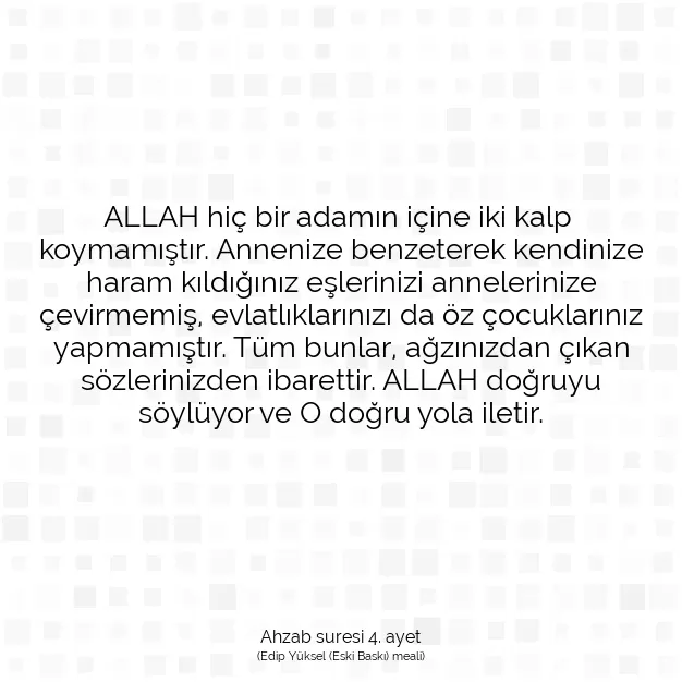 Ayetbul | Kuran Mealleri | Quran | Ahzab suresi 4. ayet