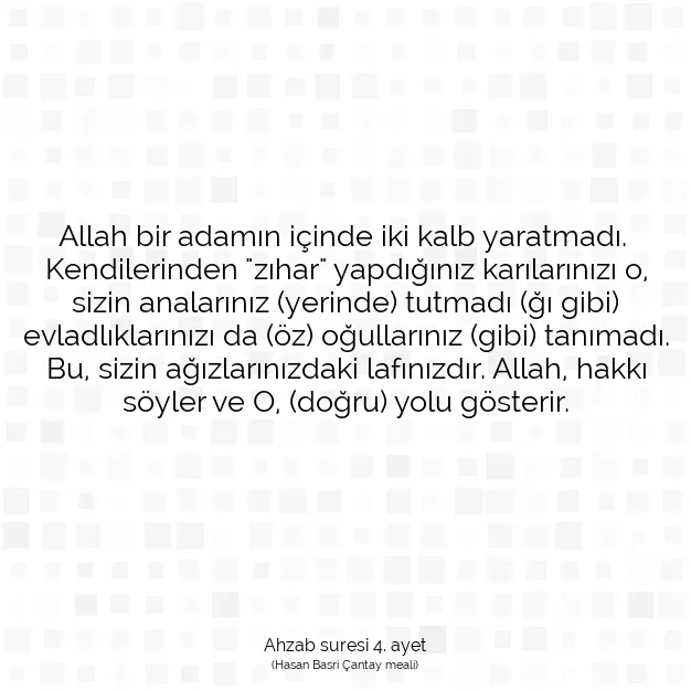 Ayetbul | Kuran Mealleri | Quran | Ahzab suresi 4. ayet