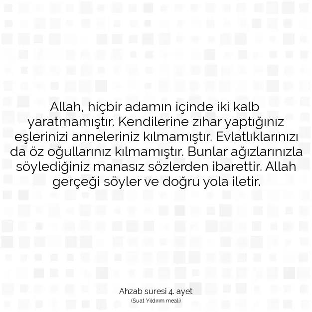 Ayetbul | Kuran Mealleri | Quran | Ahzab suresi 4. ayet