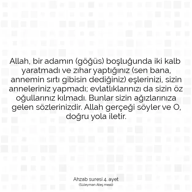 Ayetbul | Kuran Mealleri | Quran | Ahzab suresi 4. ayet