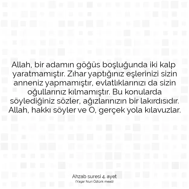 Ayetbul | Kuran Mealleri | Quran | Ahzab suresi 4. ayet