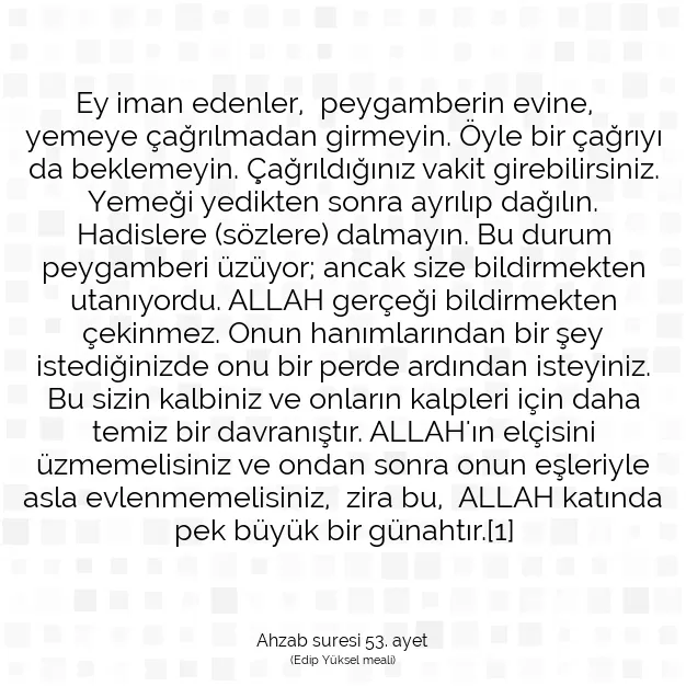 Ayetbul | Kuran Mealleri | Quran | Ahzab suresi 53. ayet