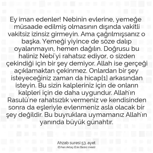 Ayetbul | Kuran Mealleri | Quran | Ahzab suresi 53. ayet