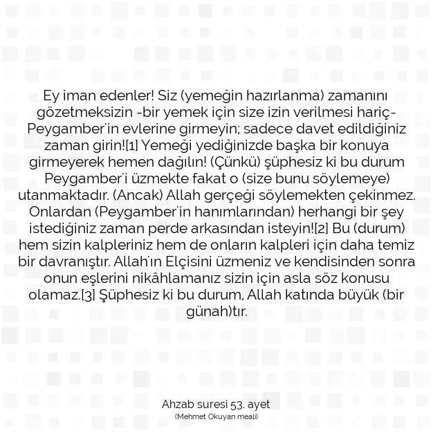 Ayetbul | Kuran Mealleri | Quran | Ahzab suresi 53. ayet