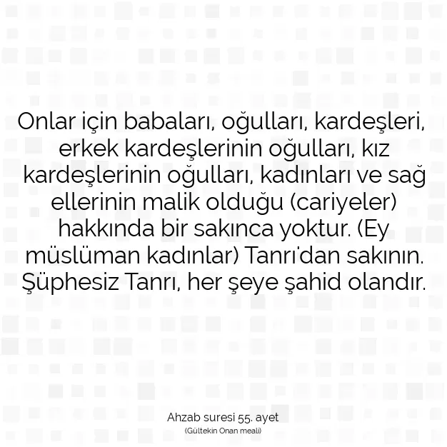 Ayetbul | Kuran Mealleri | Quran | Ahzab suresi 55. ayet