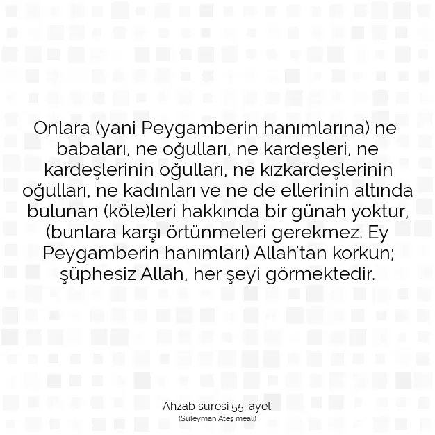 Ayetbul | Kuran Mealleri | Quran | Ahzab suresi 55. ayet