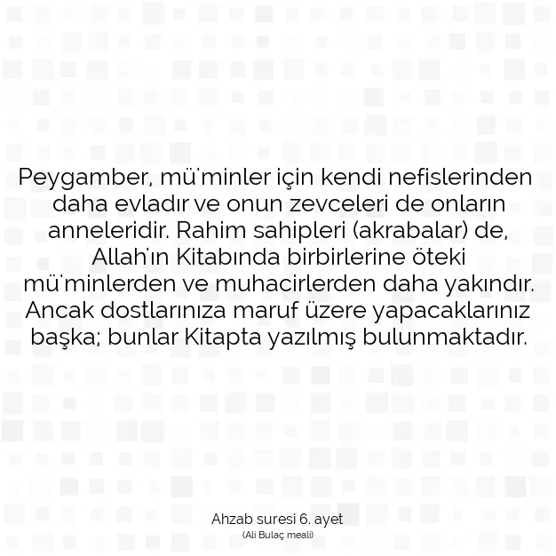 Ayetbul | Kuran Mealleri | Quran | Ahzab suresi 6. ayet