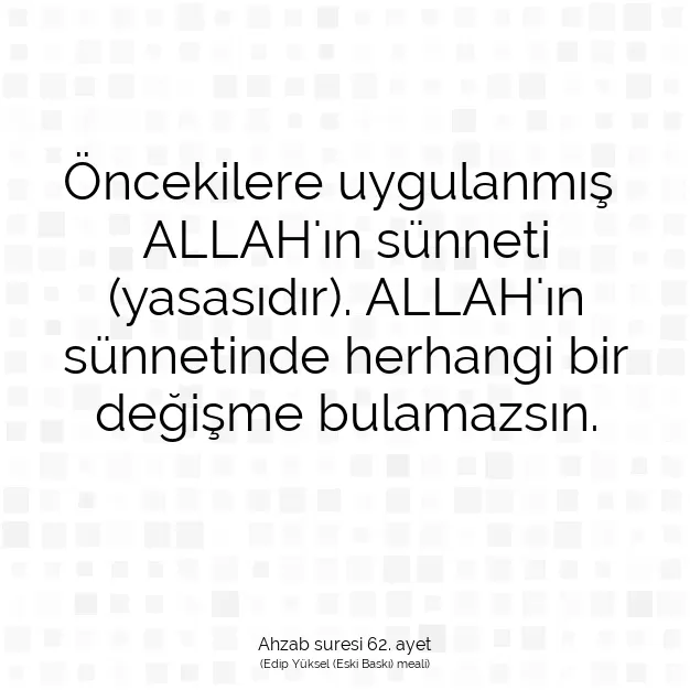 Ayetbul | Kuran Mealleri | Quran | Ahzab suresi 62. ayet