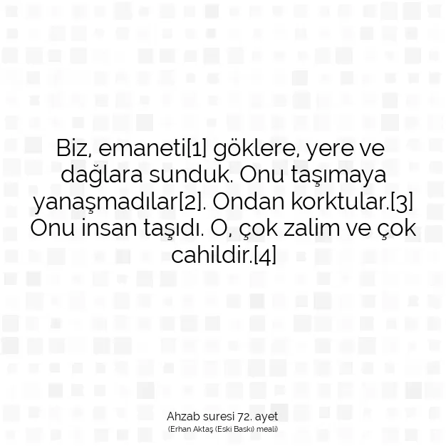 Ayetbul | Kuran Mealleri | Quran | Ahzab suresi 72. ayet