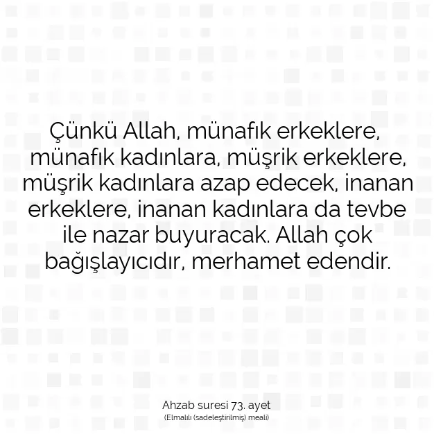 Ayetbul | Kuran Mealleri | Quran | Ahzab suresi 73. ayet