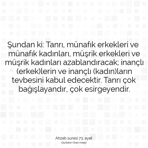 Ayetbul | Kuran Mealleri | Quran | Ahzab suresi 73. ayet