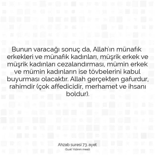 Ayetbul | Kuran Mealleri | Quran | Ahzab suresi 73. ayet